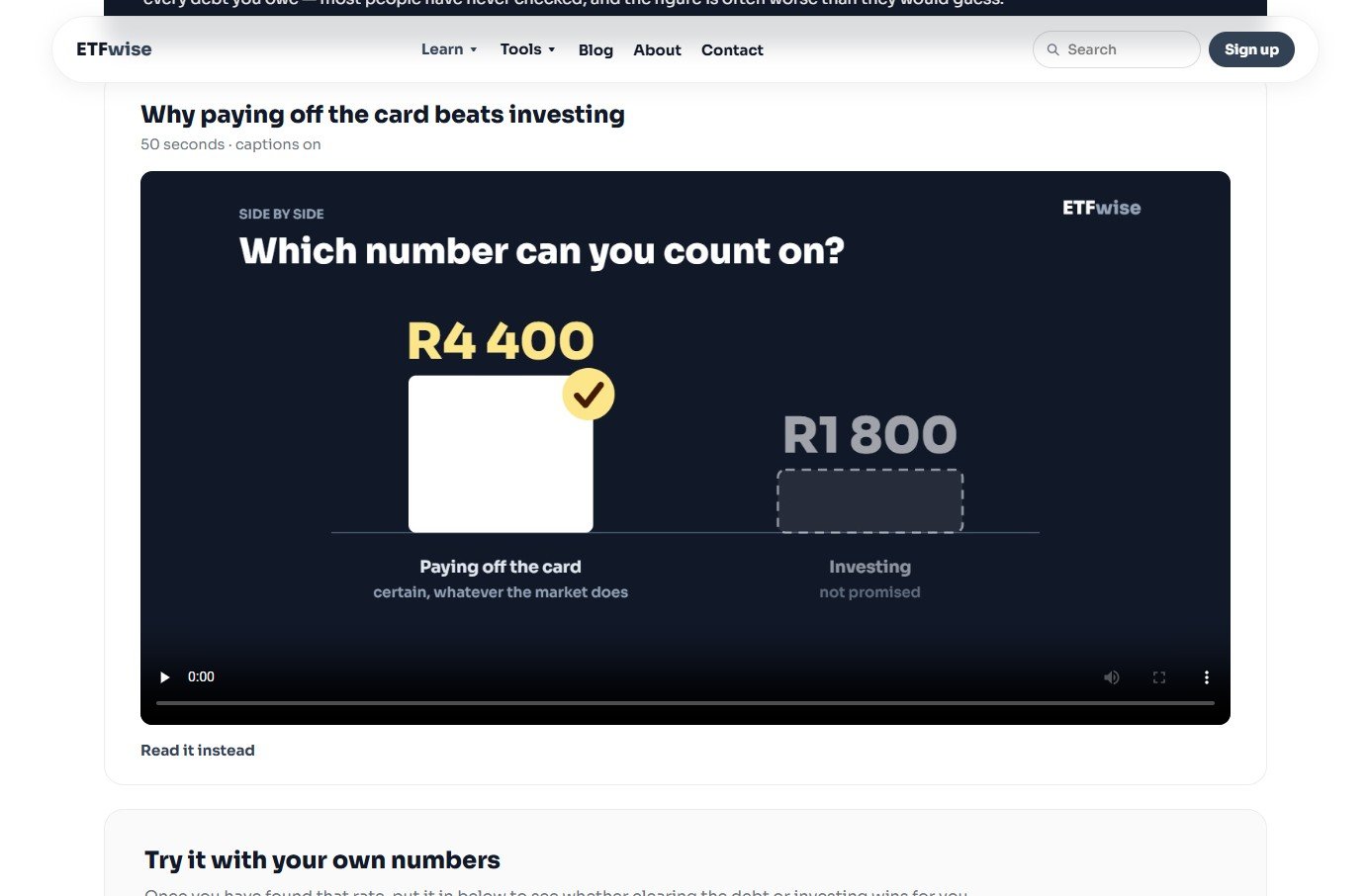 ETFwise: Micro-video with captions