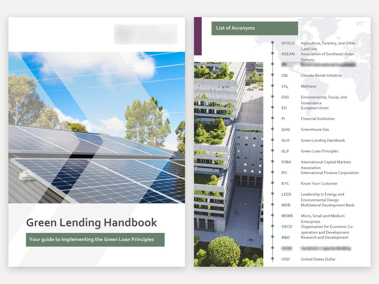 Green Lending Handbook: Cover and list of acronyms